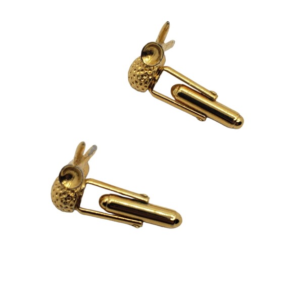 Vintage Cufflinks Gold Tone Golf Ball and Tee Cuff Links - Picture 2 of 5